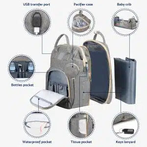 Portable Folding Crib Mommy Bag Bed Backpack